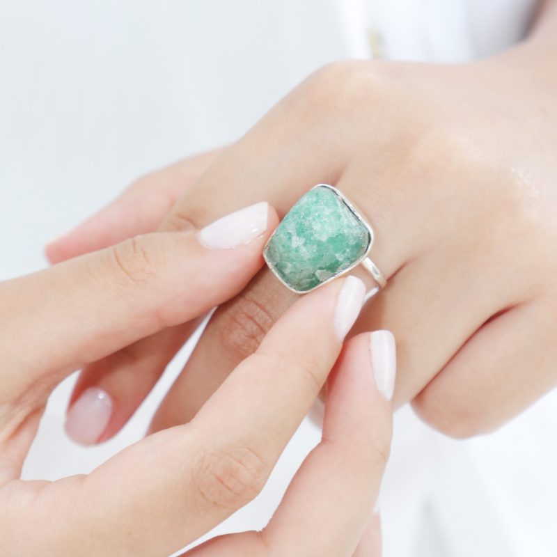 bague-argent-aventurine-pierre-brute