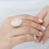 bague argent ovale quartz rose