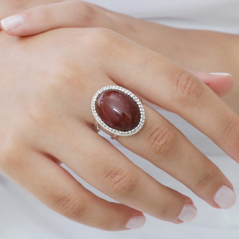 Bague argent tresse cornaline