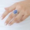 bague argent tresse lapis lazuli