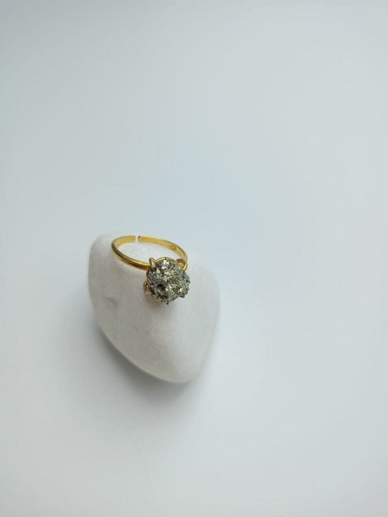 Bague Pyrite Argent 925 platiné Or 18K petit modèle