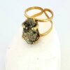 Bague Pyrite Argent 925 platiné Or 18K forme larme